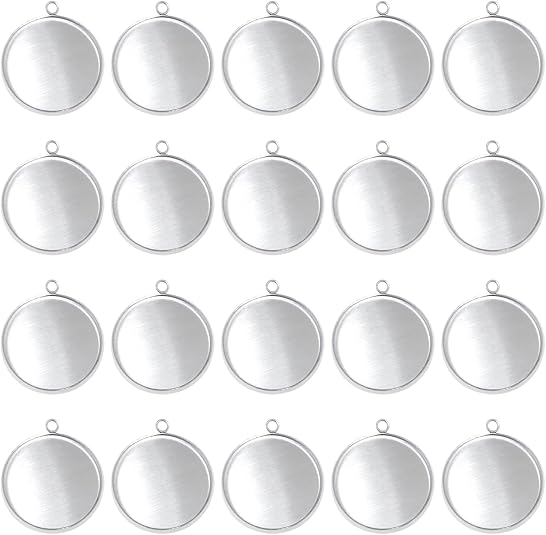 Crafting Resin - 20-delige roestvrijstalen ronde bezel blanks hanger