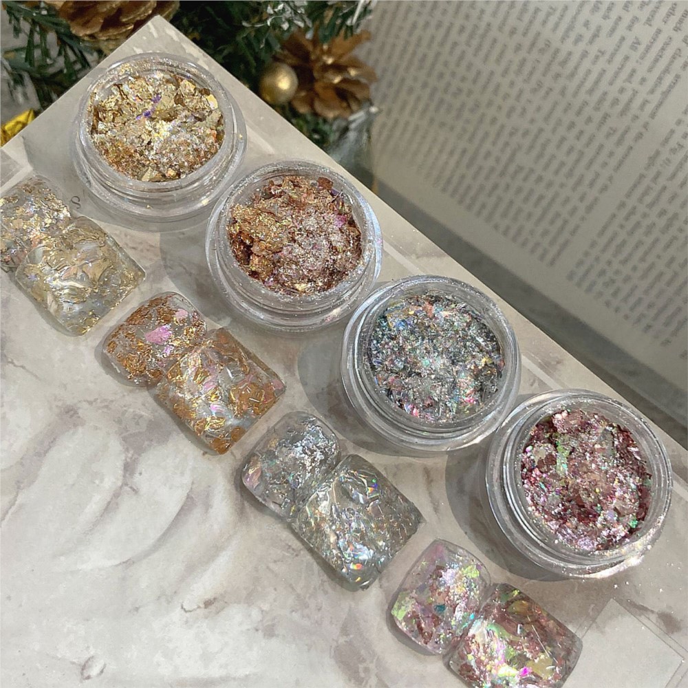 4 potten Sparkly Goud Zilver F - Gold Foil Flakes recensie en prijs